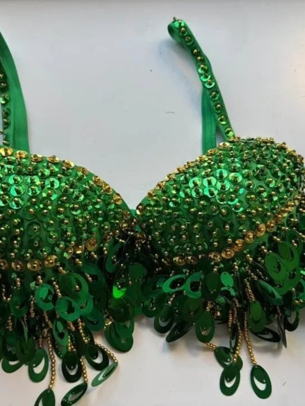 Custom made Women’s Green Goddess / Poison Ivy Costume Size Small Sequin Set - Picture 4 of 9